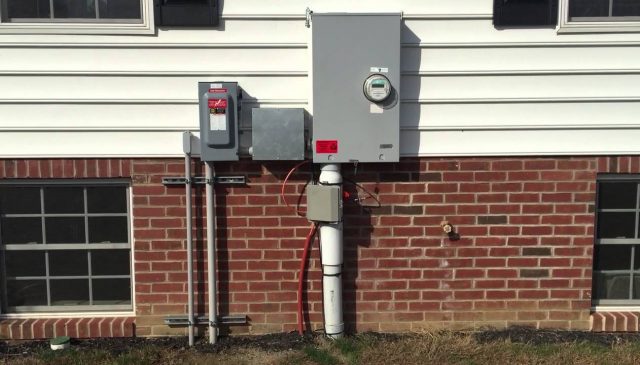 How a solar array connects to the utility company.