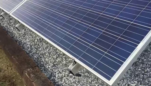 Features of the mounting system for a ground-mount solar array.