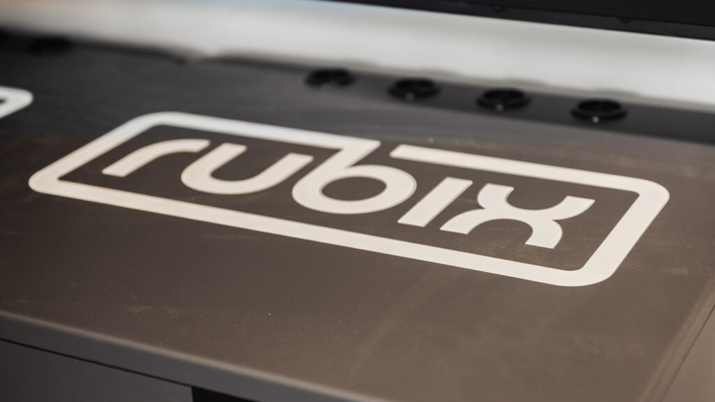 close up on the Rubix brand name on top of a solar battery backup