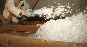 A pic of blown insulation, an energy saving tip