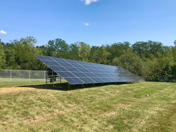 ground mount solar system in a field