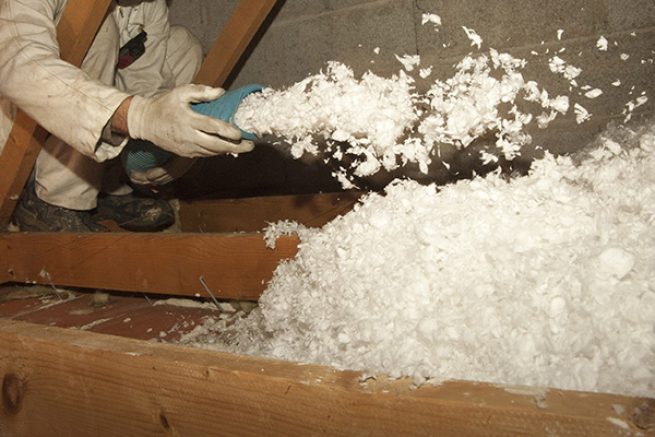 Blown insulation is a great energy saving tip for a net zero house.